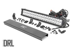 LED Light Bar - Rough Country - Dual Row, Cool White DRL - Chrome
